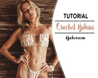 Crochet Bikini with lycra PDF Pattern - How to make Crochet swimwear - Boho Crochet and lycra bikini