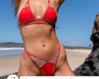 Patrón PDF de Bikini de Crochet con Lycra - Traje de baño de crochet y lycra estilo resort para vacaciones de verano