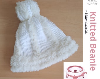 Snow knitted beanie pattern using Sentro or Addi circular knitting machine !