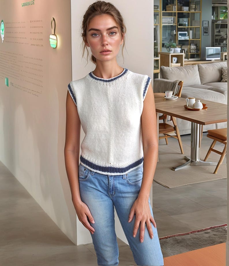 Sleeveless winter Vest pattern with Round neck for Addi kingsize or Sentro 48 needle circular knitting machine! How to make knit Vest