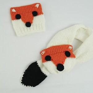 Knitted Fox Beanie and Scarf with animal face PDF Pattern for Addi King and Sentro 40 - 48 knitting machine! DIY Newborn Preemie Winter Hat