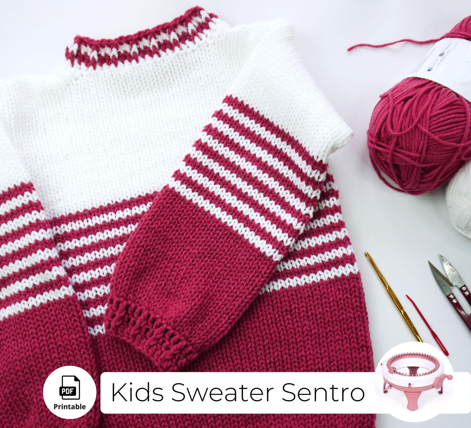 Kids and Toddler Sweater PDF Pattern for Sentro 48 or ADDI Knitting ...
