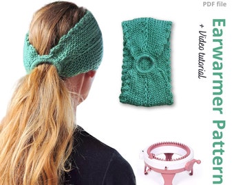 PDF Knitting Pattern Winter ear warmer headband with video tutorial for Sentro or Addi express circular knitting machine !