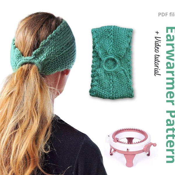 PDF Knitting Pattern Winter ear warmer headband with video tutorial for Sentro or Addi express circular knitting machine !