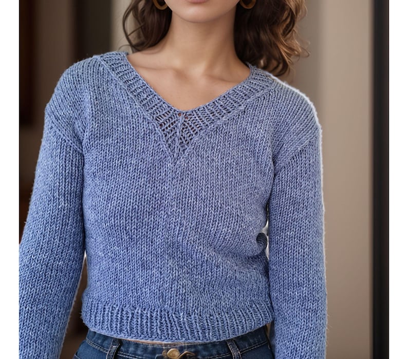 V-neck Sweater Knitting PDF Pattern for Sentro Knitting Machine or Addi ...