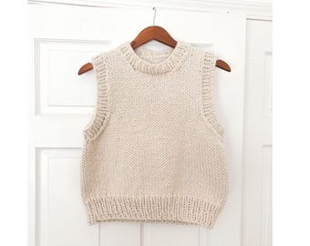 Knitting Vest pattern with Round neck cut - Sleeveless Sweater Tutorial for Sentro or Addi kingsize circular knitting machine!