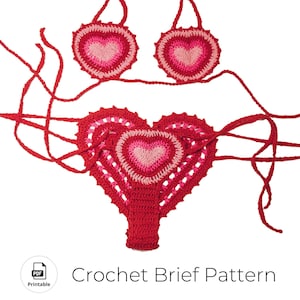 Crochet Heart Underwear Briefs for Valentine&#39;s Day Pattern - How to make crochet underpants PDF tutorial