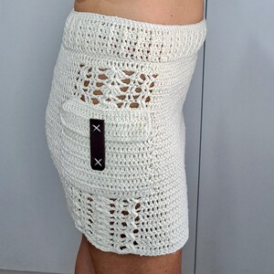 Crochet Cargo Skirt PDF Pattern with Pockets for Women - Easy beginner Boho Low waist Summer handmade organic cotton yarn skirt tutorial