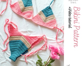 Crochet Bikini PDF Pattern Tutorial - How to make Crochet bathing suit summer top!