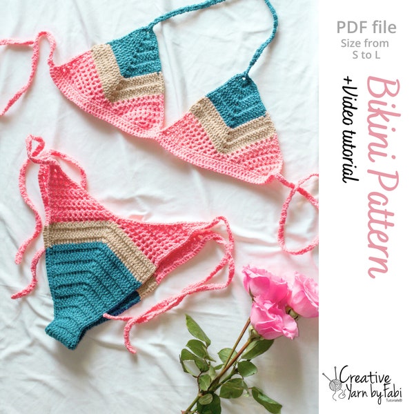 Crochet Bikini PDF Pattern Tutorial - How to make Crochet bathing suit summer top!