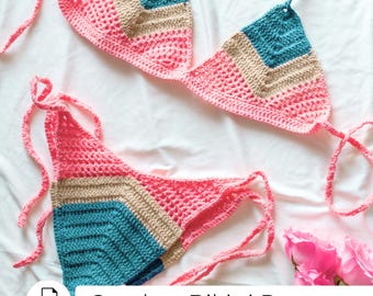 Handmade Bikini Crochet Pattern and Tutorial - Easy to make bathing suit summer top for beginners!