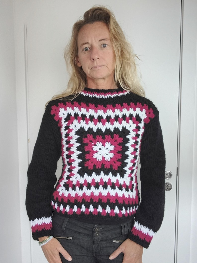 Easy Crochet Granny Square Sweater Pattern for Beginners - Addi King ...