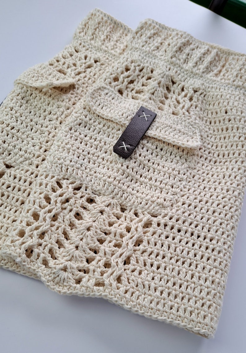 Crochet Cargo Skirt PDF Pattern with Pockets for Women - Easy beginner Boho Low waist Summer handmade organic cotton yarn skirt tutorial