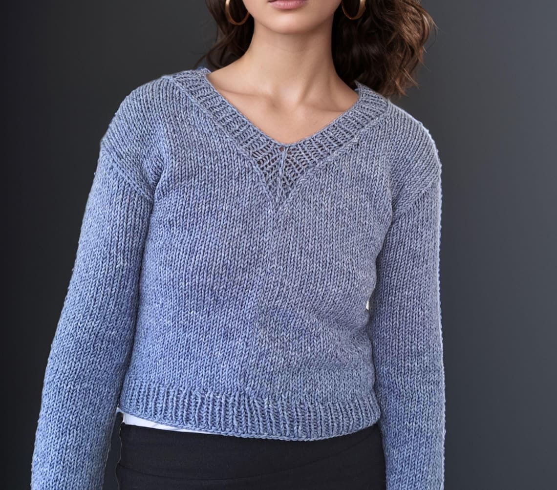 V-neck Sweater Knitting PDF Pattern for Sentro Knitting Machine or Addi ...