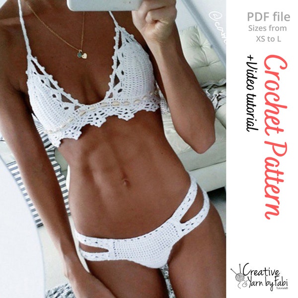 Crochet Bikini PDF Pattern with hidden elastic - How to make Crochet swimwear