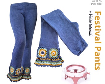 Knitting PDF pattern for Pants using Sentro machine or Addi 46 with crochet edging!