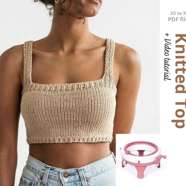 Knitting Top Pattern PDF using Sentro or Addi Express circular knitting machine ! Festival summer or winter  knit top for women