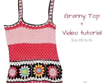 Crochet Top pattern with granny flowers - Festival crochet top pattern