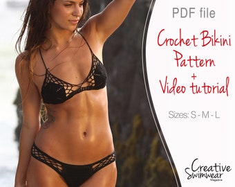 Crochet Bikini PDF Pattern Tutorial with hidden elastic - How to make Crochet Bikini