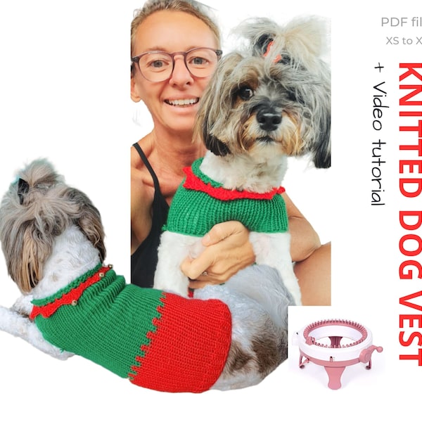 PDF Knitting Pattern Dog sweater vest for Sentro or Addi express circular knitting machine !
