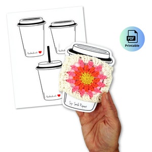 Modèle imprimable de tasse à café confortable - PDF téléchargeable - présentoir confortable au crochet, emballage imprimable, carte d'insertion confortable pour tasse