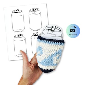 Modèle imprimable canette confortable - PDF téléchargeable - Crochet, présentoir koozie à tricoter, emballage imprimable, carte d'insertion confortable boisson coca bière