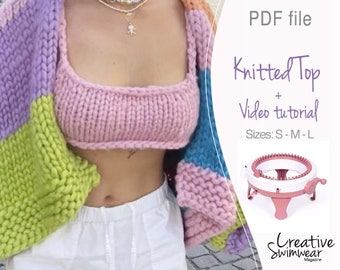 Knitted crop top pattern using Sentro machine or Addi - Sentro machine top pattern!