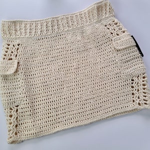 Crochet Cargo Skirt PDF Pattern with Pockets for Women - Easy beginner Boho Low waist Summer handmade organic cotton yarn skirt tutorial