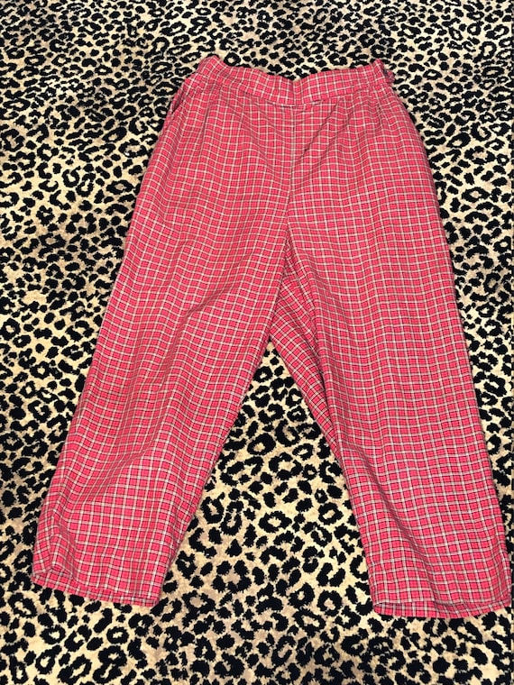 1950's Jantzen red plaid pedal pushers cropped pan