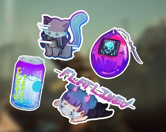 Cyberpunk themed stickers