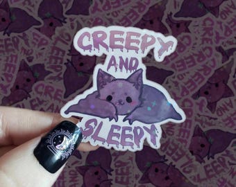 Creepy and sleepy bat sticker