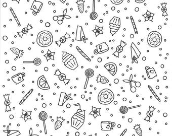 Sweets Coloring Page Etsy