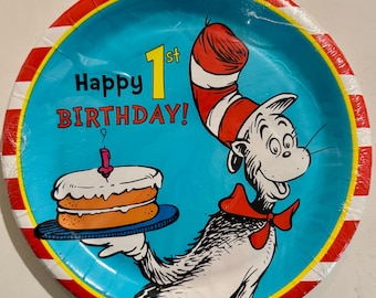Dr. Seuss Cat in The Hat 1st Birthday Large Plates (8ct)