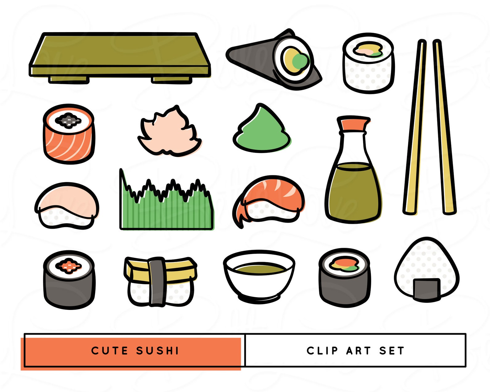Cute Sushi Clip Art Kawaii Clip Art Sushi Stickers Kawaii Sushi Clip