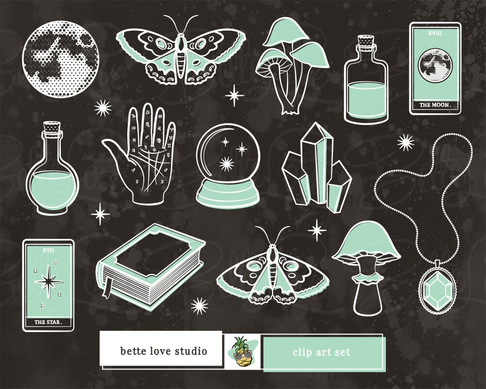 Download Mystic Moon Clip Art Halloween Clip Art Halloween Clipart Etsy