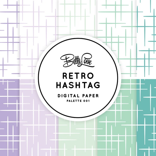 Retro Hashtag Digital Paper Retro Pattern Vintage Pattern Retro Wallpaper Atomic Pattern Mid-Century Wallpaper Retro Fabric Vintage Journal