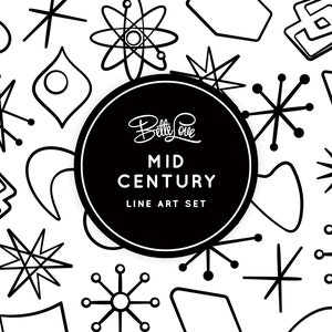 Mid Century Line Art Retro Clipart Mid Century Modern Silhouette Design Icons Atomic Retro Signs Mid Century Modern Line Art Cricut