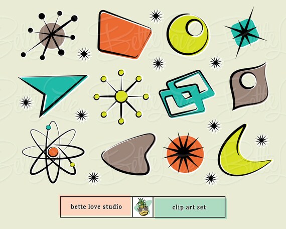 Retro Clip Art Retro Clipart Mid Century Modern Design Etsy