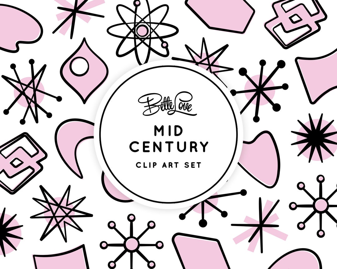 Mid Century Modern Clip Art Vintage Journal Retro Clip Art Retro