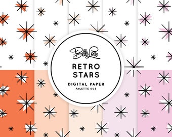 Retro Digital Paper Mid Century Modern Pattern Retro Seamless Digital Paper Vintage Pattern Retro Digital Paper Set Vintage