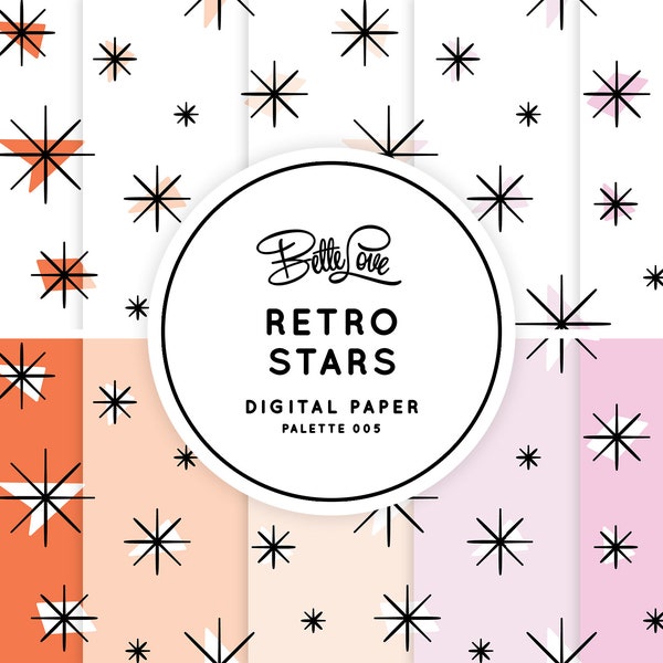 Retro Digital Paper Mid Century Modern Pattern Retro Seamless Digital Paper Vintage Pattern Retro Digital Paper Set Vintage