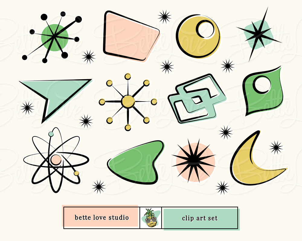 Retro Clip Art atomic starburst Retro Signs & Shapes