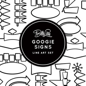 Googie Signs Line Art Retro Clipart Mid Century Modern Cricut Cutter Retro Mid Century Modern Clip Art Silhouette Clipart Vintage Atomic