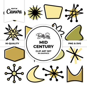 1950s Clip Art Vintage Digital Images Mid Century Clip Art Vector Clipart Vintage Journal Planner Art Retro Illustration Bundle Vintage