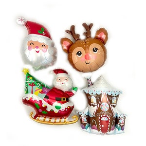 Christmas Balloons, Santa Balloon, Reindeer Balloon, Gingerbread House Balloon, Christmas Party Decor, Holiday Balloon Decorations