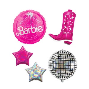 Barbie Balloons, C'mon Let's Go Party, Disco Barbie Party, Bachelorette Party Decorations, Malibu Barbie Birthday Party, Disco Cowgirl Decor