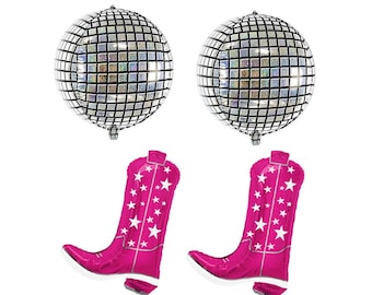 Disco Cowgirl Balloons, Disco Ball Balloons, Cowgirl Boots Balloons, Last Rodeo, Nashville Bachelorette, Nash Bash, Giddy Up, Last Disco