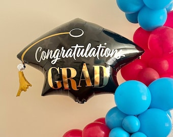 Graduation Balloon, Graduation Decoration, Congrats Grad, Cap Flowers Balloon, Class of 2023 Decorations, Graduation Party Decorations