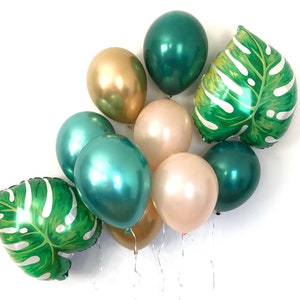 Tropical Party Balloons, Jungle Party Decorations, Safari Party Decor, Aloha Party Decorations, Gold Green Pineapple Balloon Decorations