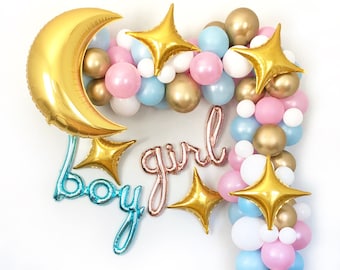 Twinkle Twinkle Little Star Balloon Garland, Gender Neutral Shower, Gender Reveal, Gold Balloon Garland, Moon Star, Celestial Galaxy Zodiac